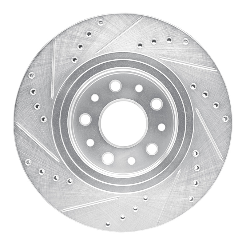 Ford Five Hundred Brake Rotor (1) - Front Right - R1 Concepts - Drilled & Slotted - Silver - `05-`09